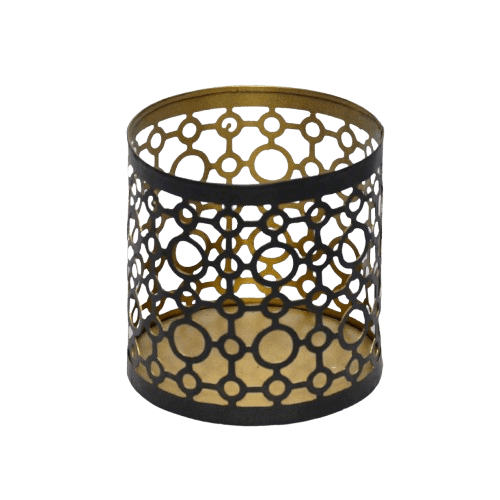 IRON CANDLE VOTIVE (BLACK & GOLD)